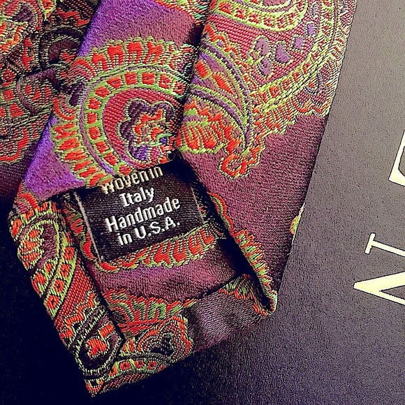 David Donahue silk tie woven inItaly handmade in USA paisley print - Picture 2 of 7